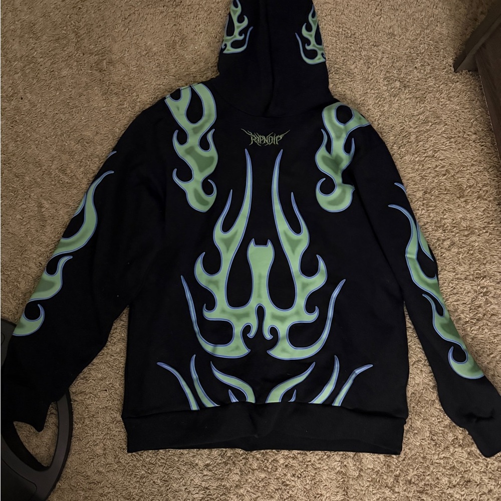 Black and Green Flame Sweater